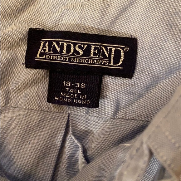LANDS’ END CLASSIC BLUE LONG SLEEVE BUTTON DOWN DRESS SHIRT DRESS SHIRT - Picture 6 of 7